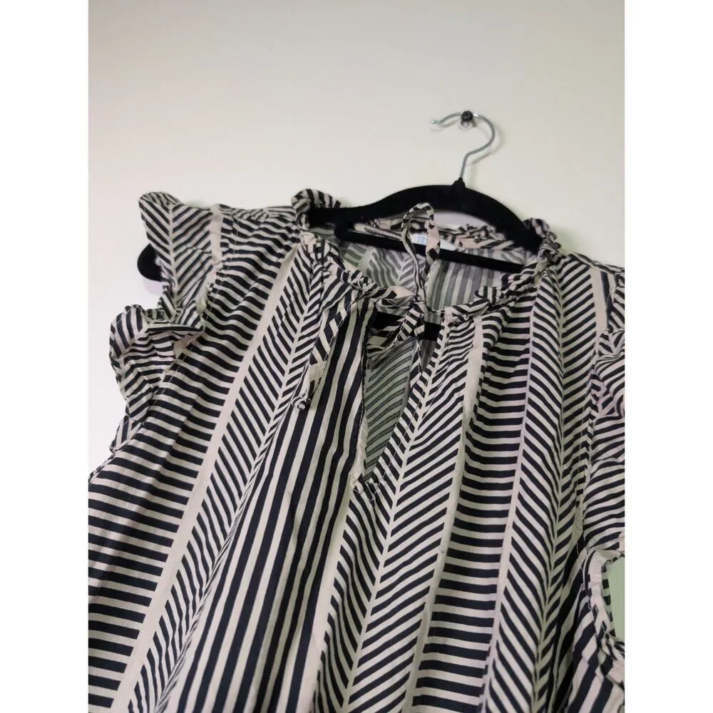 Striped Tiered 100% Cotton Summer Dress Size Small Cottagecore Ruffle - Picture 8 of 8